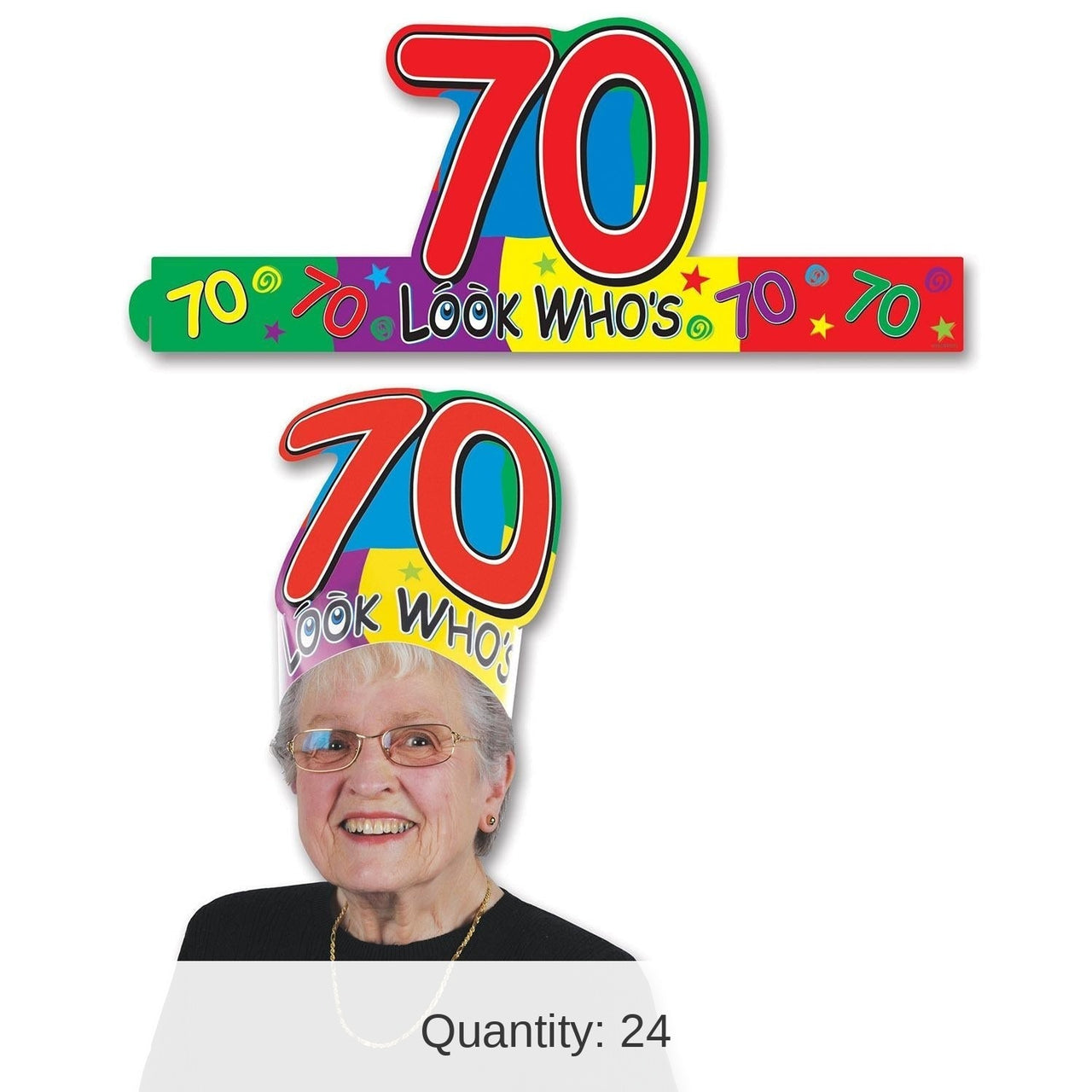 24 Pack Bulk Look Who's 70 Headband