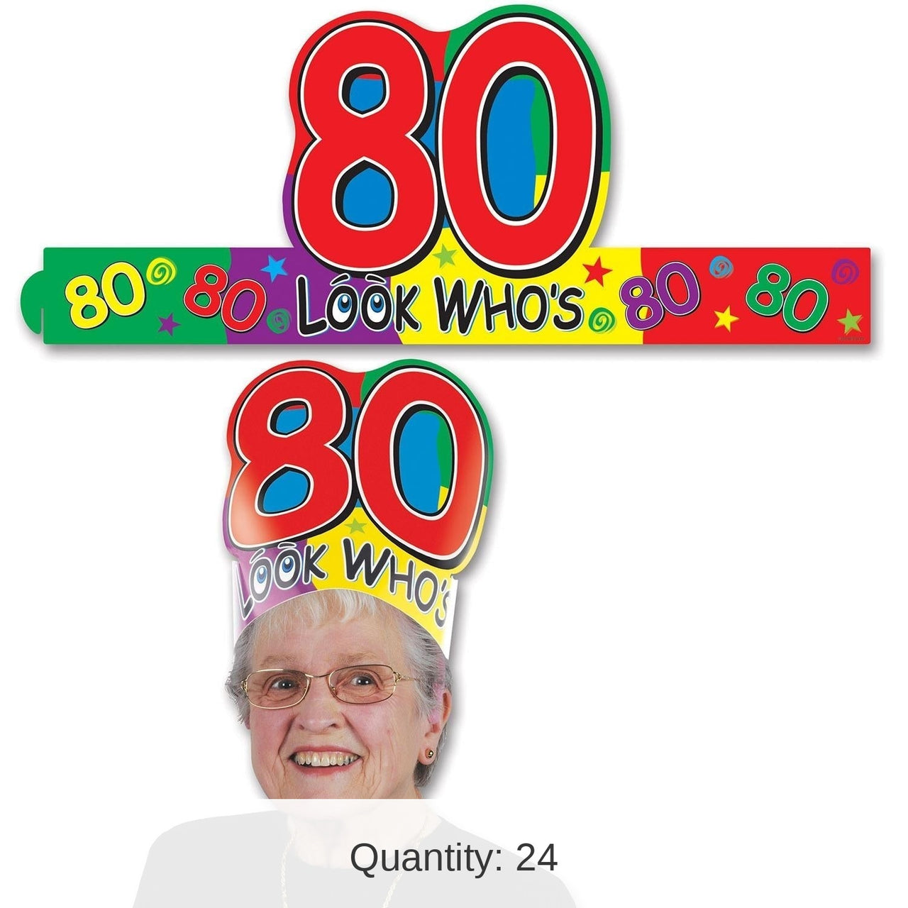 24 Pack Bulk Look Who's 80 Headband