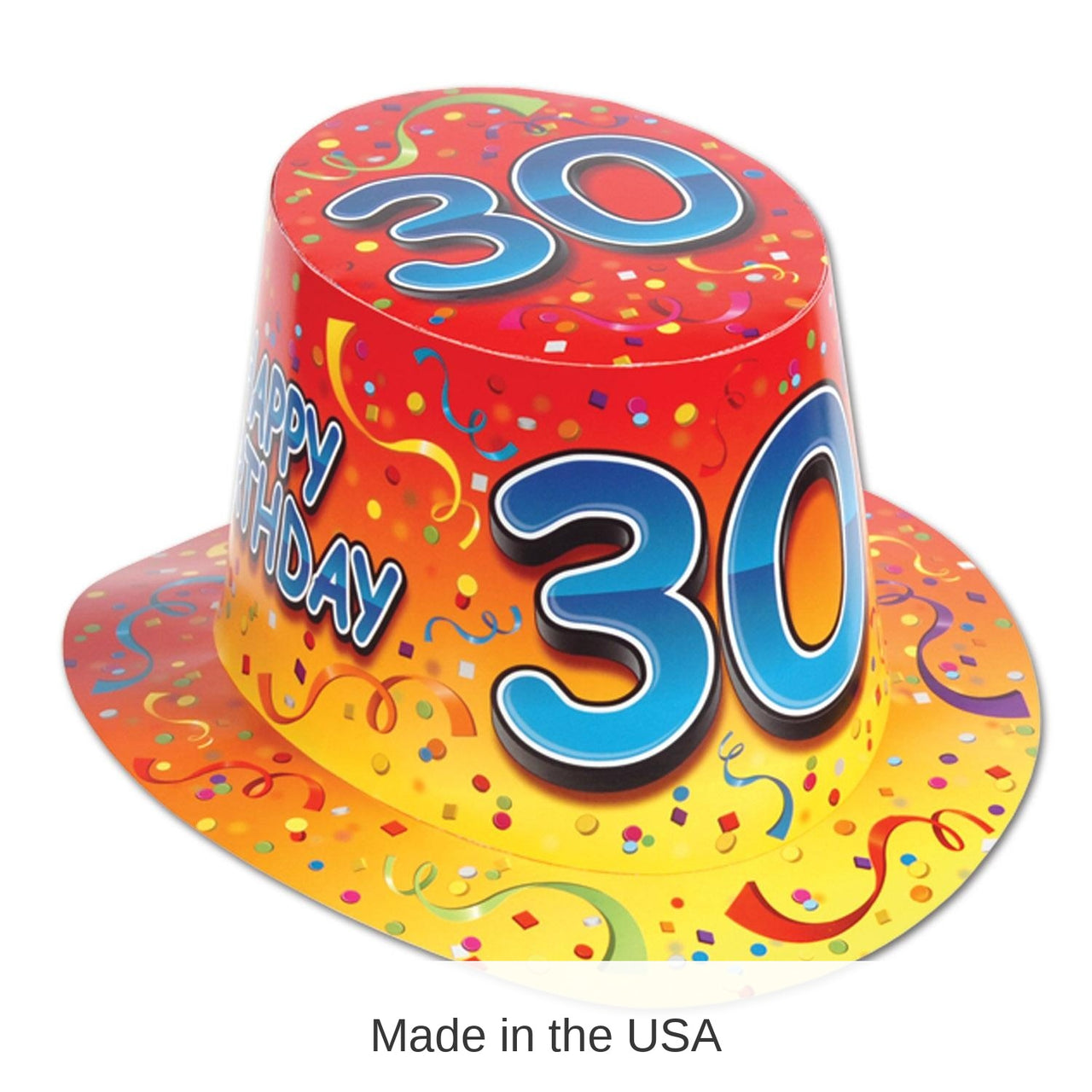 Happy 30th Birthday Party Hi-Hat- Red and Orange