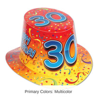 Happy 30th Birthday Party Hi-Hat- Red and Orange