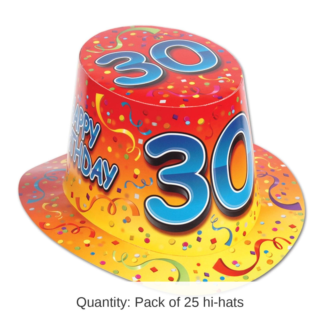 Happy 30th Birthday Party Hi-Hat- Red and Orange