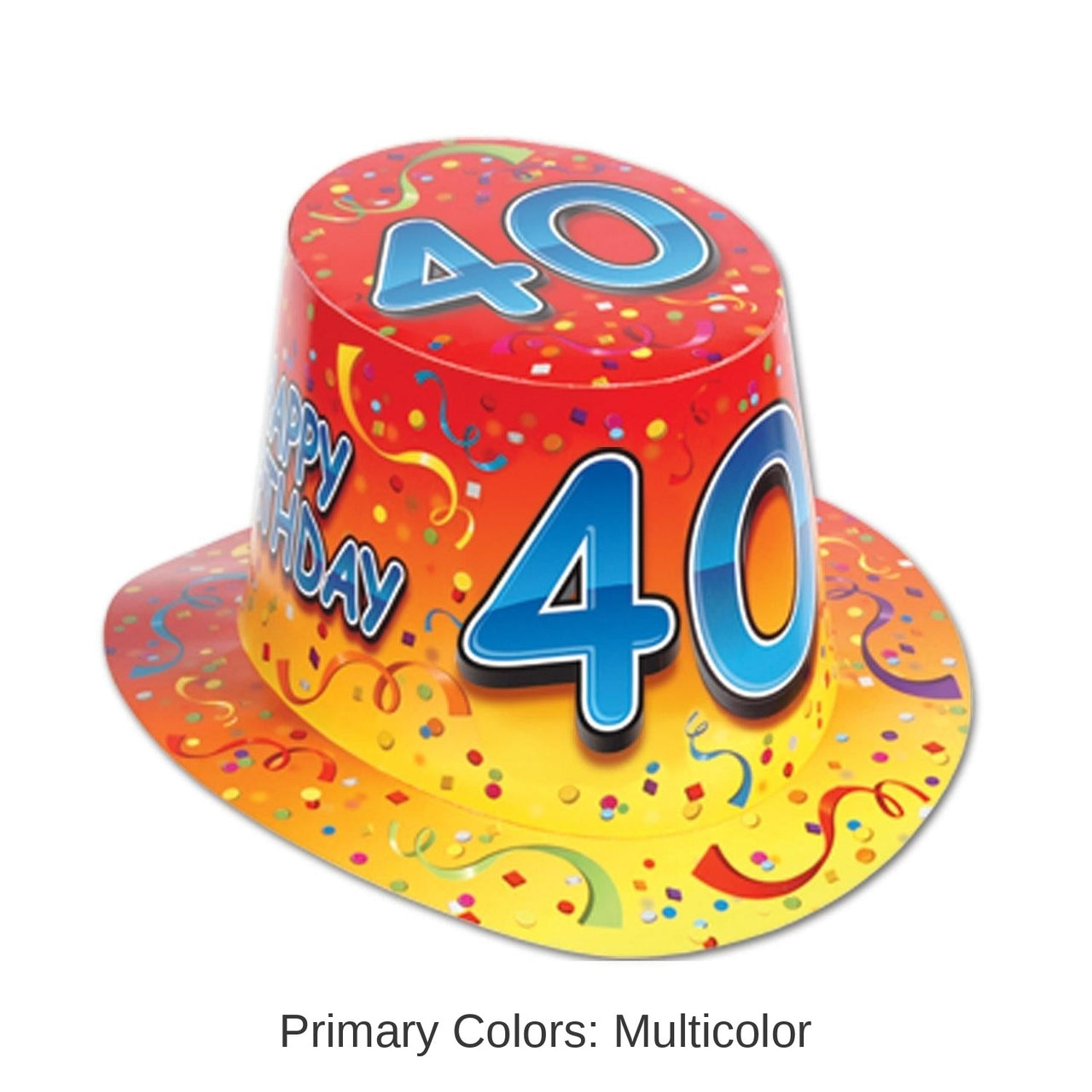 25 Pack Bulk Happy 40th Birthday Party Hi-Hat- Red and Orange