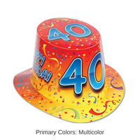 25 Pack Bulk Happy 40th Birthday Party Hi-Hat- Red and Orange