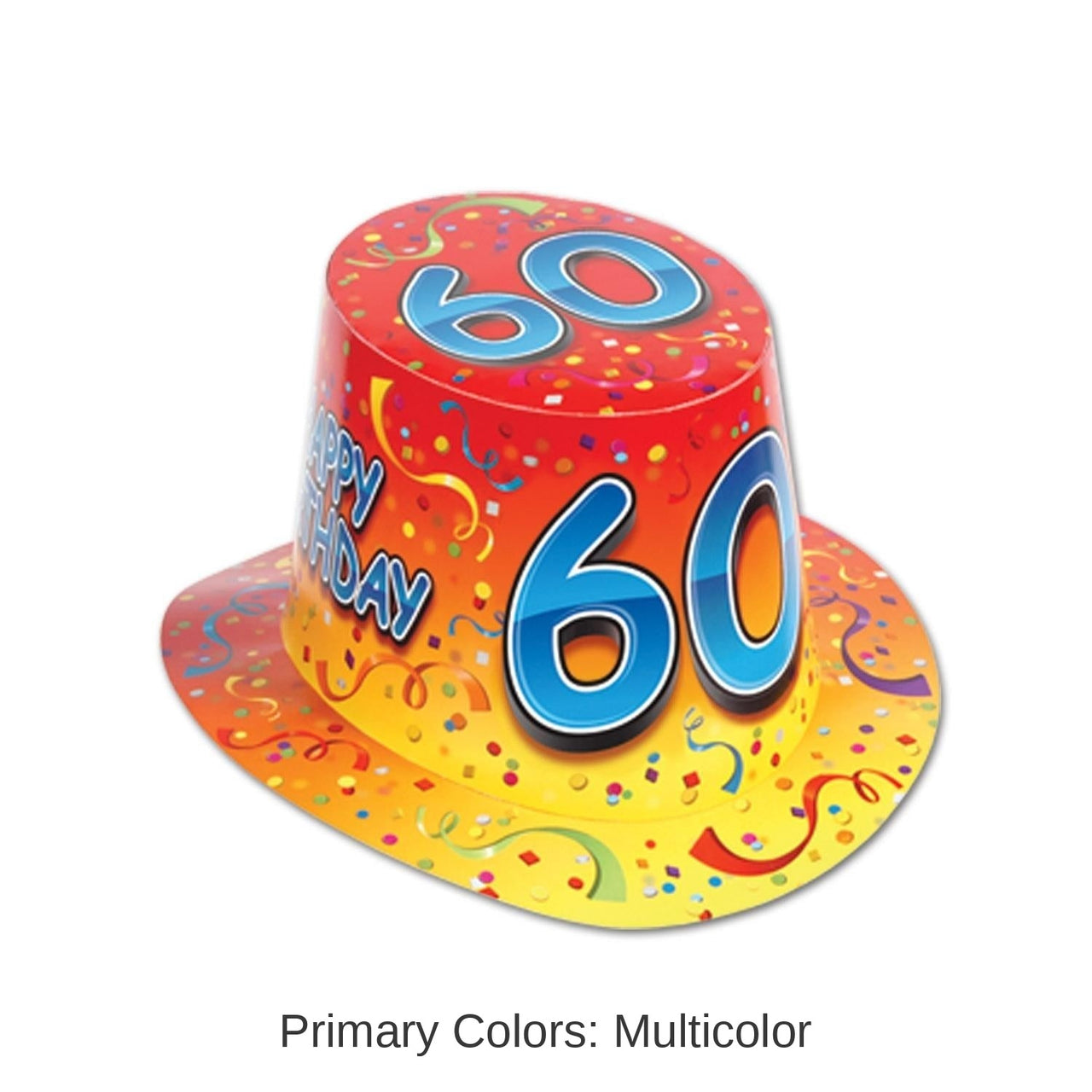 25 Pack Bulk Happy 60th Birthday Party Hi-Hat- Red and Orange