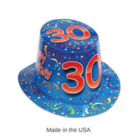 25 Pack Bulk Happy 30th Birthday Party Hi-Hat Blue and Red