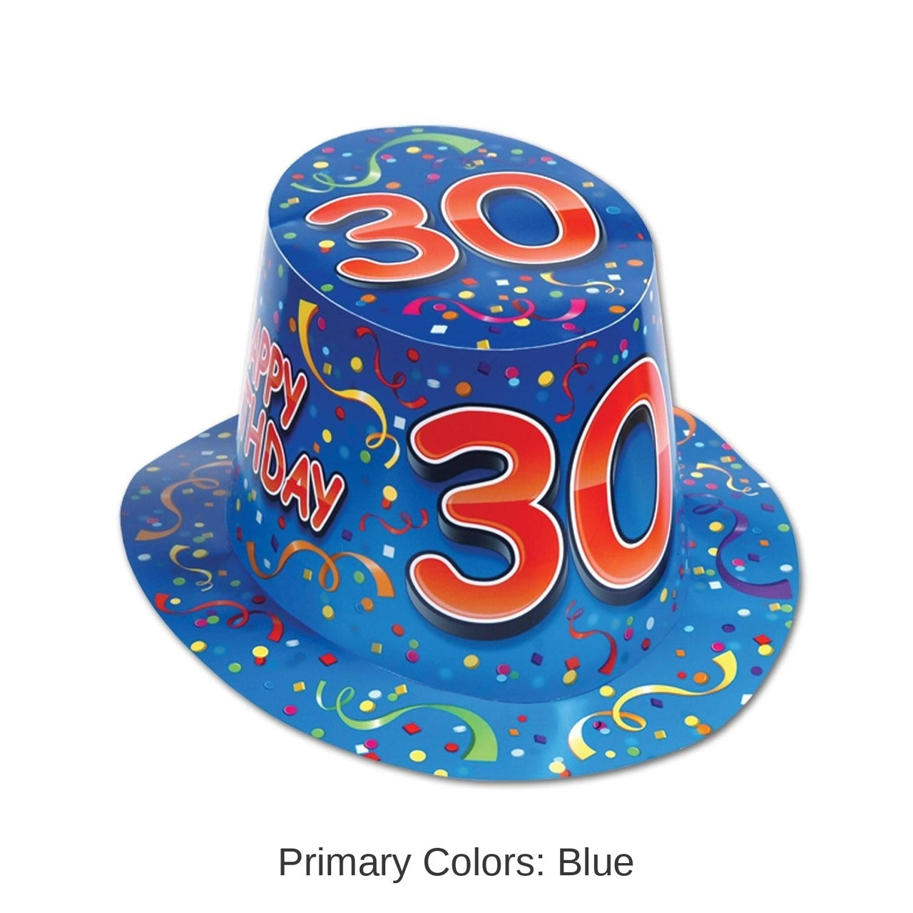 25 Pack Bulk Happy 30th Birthday Party Hi-Hat Blue and Red
