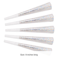 100 Pack Bulk Prismatic New Years Party Horns silver