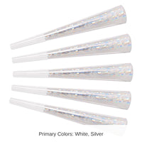100 Pack Bulk Prismatic New Years Party Horns silver