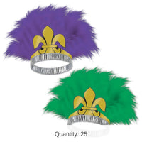 25 Pack Beistle Mardi Gras Fleur De Lis Tiara