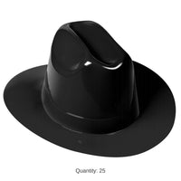 25 Pack Bulk Black Plastic Cowboy Hat One Size Fits Most