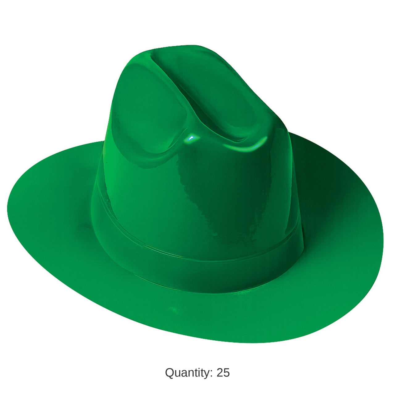 25 Pack Bulk Green Plastic Cowboy Hat One Size Fits Most
