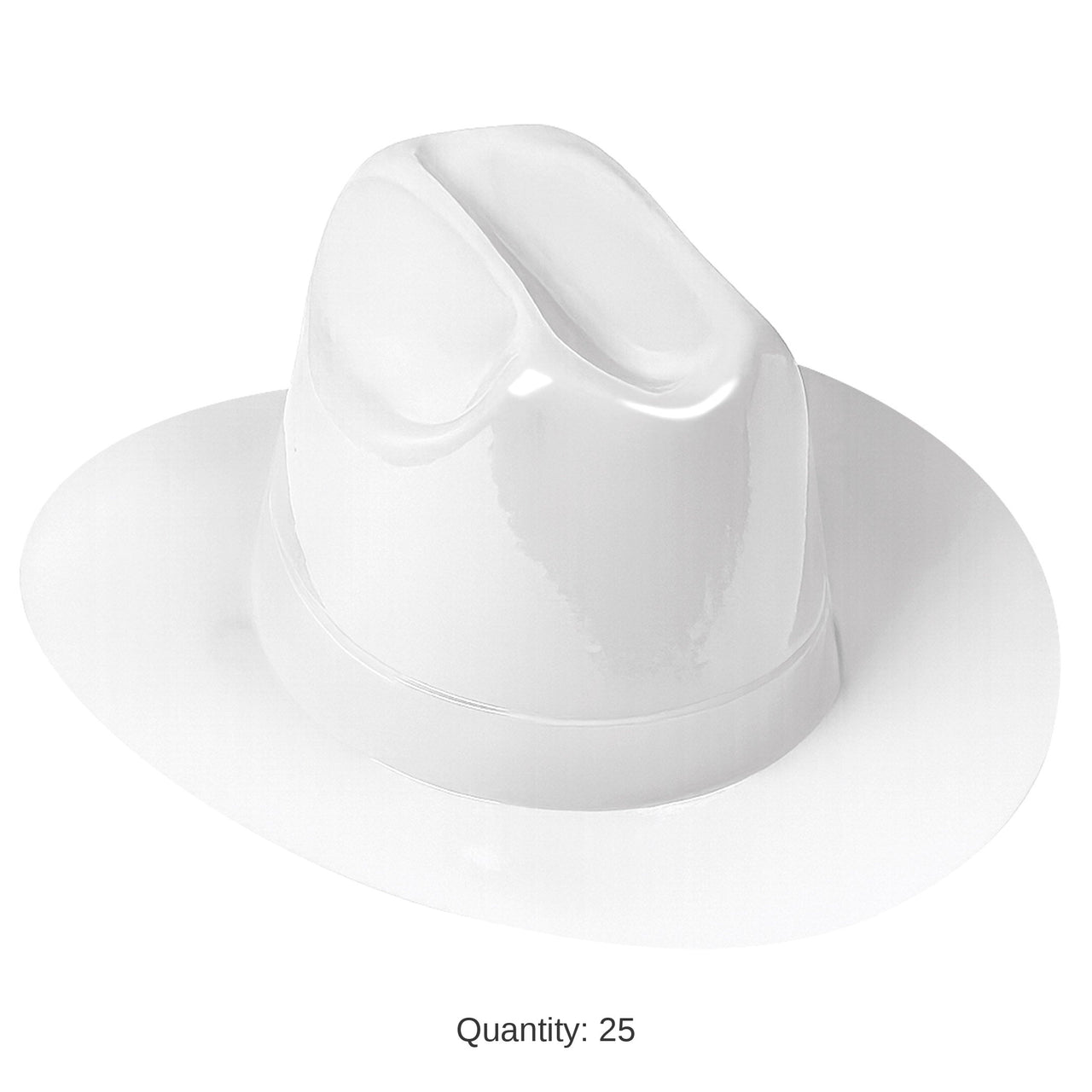 25 Pack Bulk White Plastic Cowboy Hat One Size Fits Most