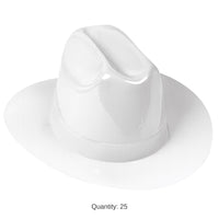 25 Pack Bulk White Plastic Cowboy Hat One Size Fits Most