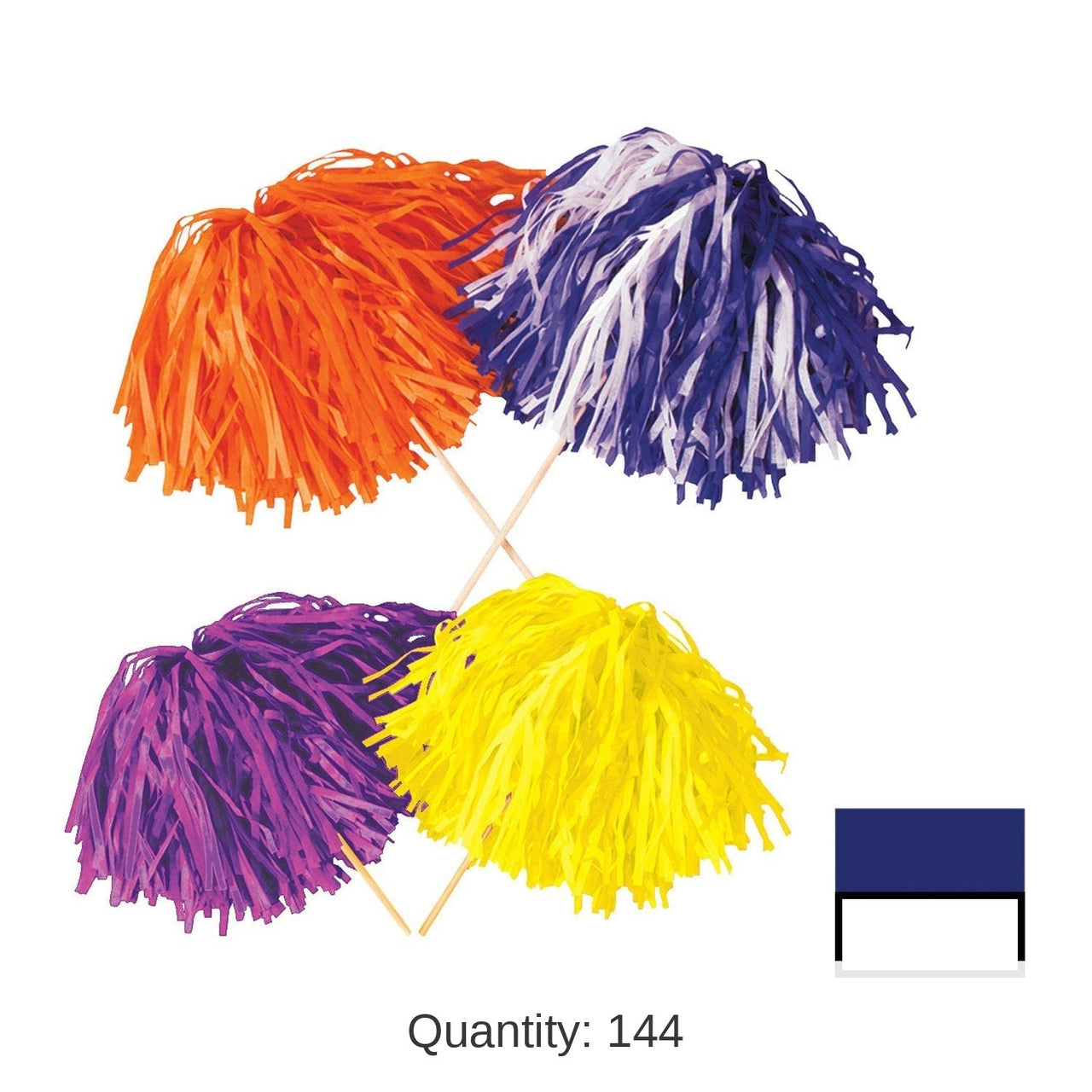 144 Pack Bulk Blue & White Football Tissue Pom Pom 320 Strands
