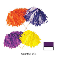 144 Pack Bulk Purple & White Football Tissue Pom Pom 320 Strands