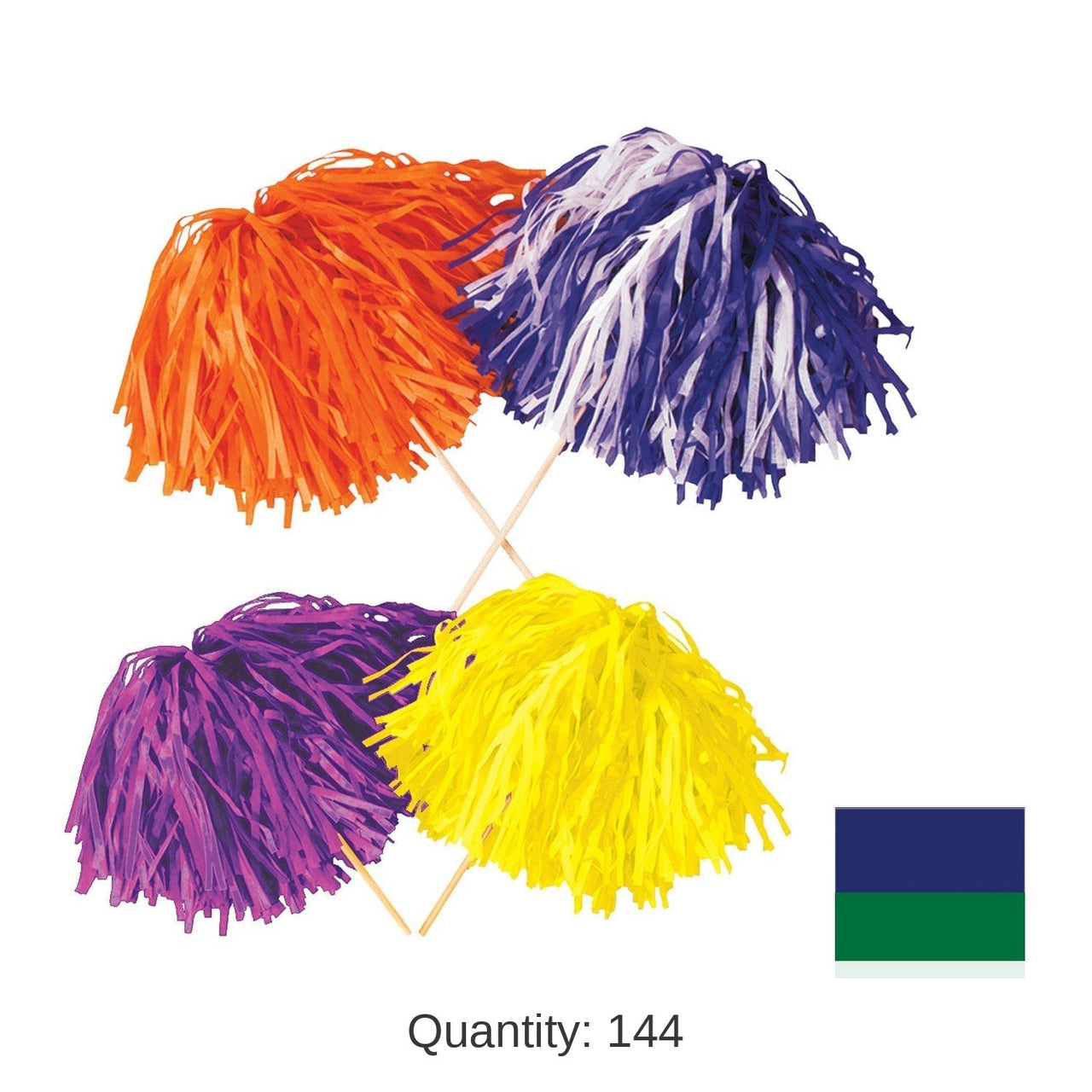 144 Pack Bulk Blue & Green Tissue Pom Pom 480 Strands for School Spirit