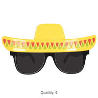 6 Pack Bulk Fiesta Sombrero Glasses