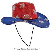 6 Pack Bulk Sequined Patriotic Cowboy Hat