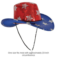 6 Pack Bulk Sequined Patriotic Cowboy Hat