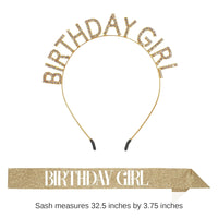 6 Pack Bulk Birthday Girl Headband/Sash Set
