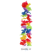 12 Pack Bulk Luau Party Rainbow Hawaiian Lei
