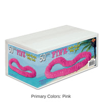 50 Pack Bulk Luau Party Soft-Twist Poly Leis with Labeled Carton pink