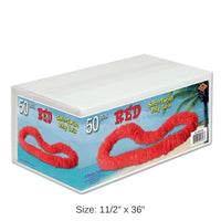 50 Pack Bulk Luau Red Party Soft-Twist Poly Leis with Labeled Box