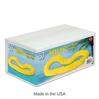50 Pack Bulk Luau Party Yellow Soft-Twist Poly Leis with Labeled Box