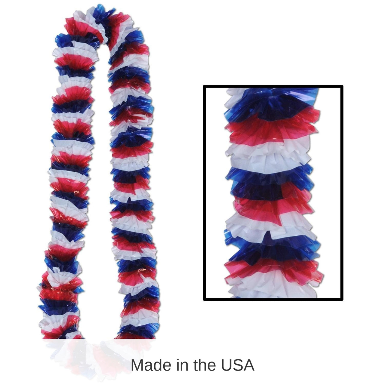 100 Pack Bulk Soft-Twist Patriotic Poly Leis
