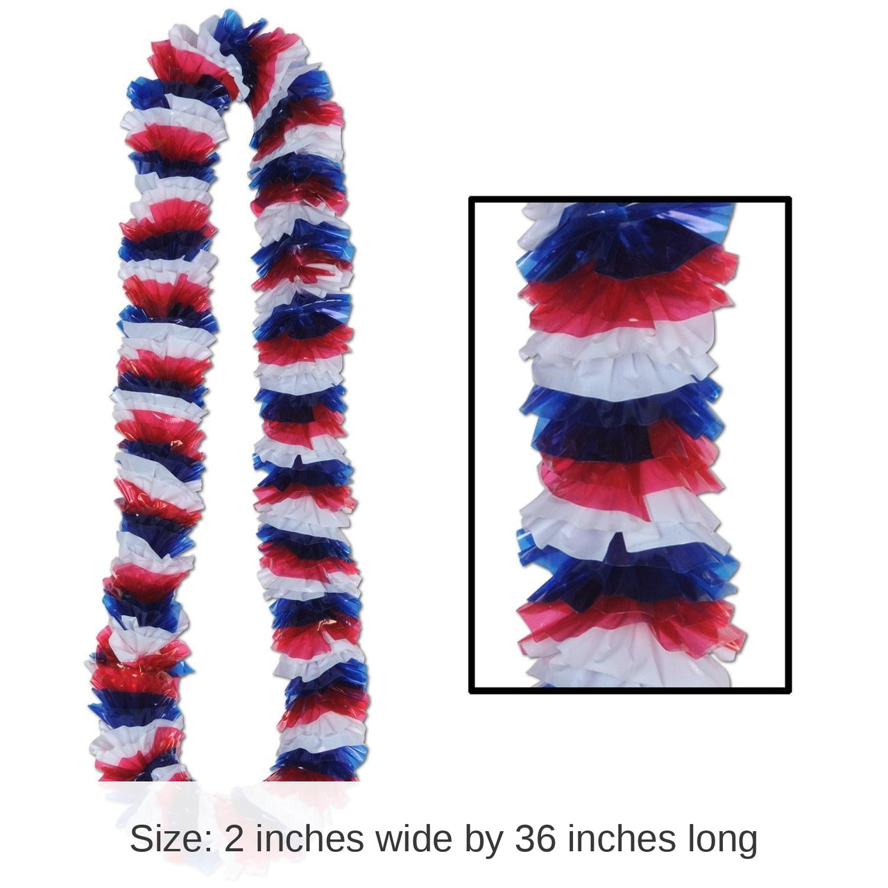100 Pack Bulk Soft-Twist Patriotic Poly Leis