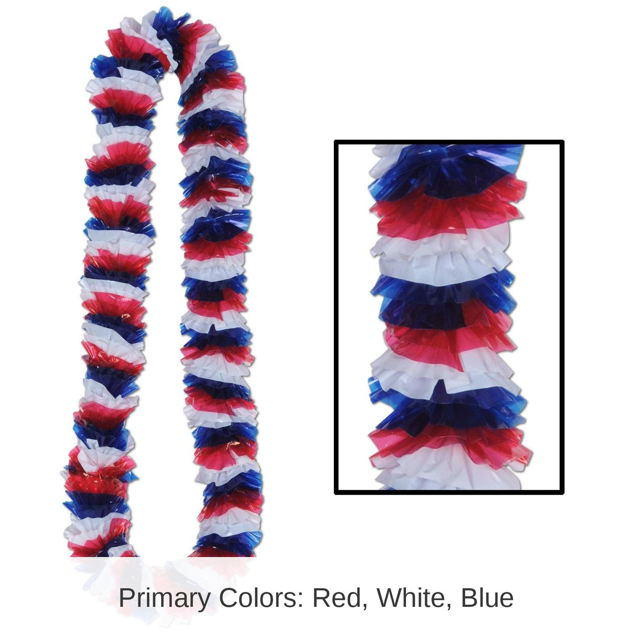 100 Pack Bulk Soft-Twist Patriotic Poly Leis