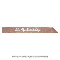 6 Pack Bulk It's My Birthday Party Glittered Sash