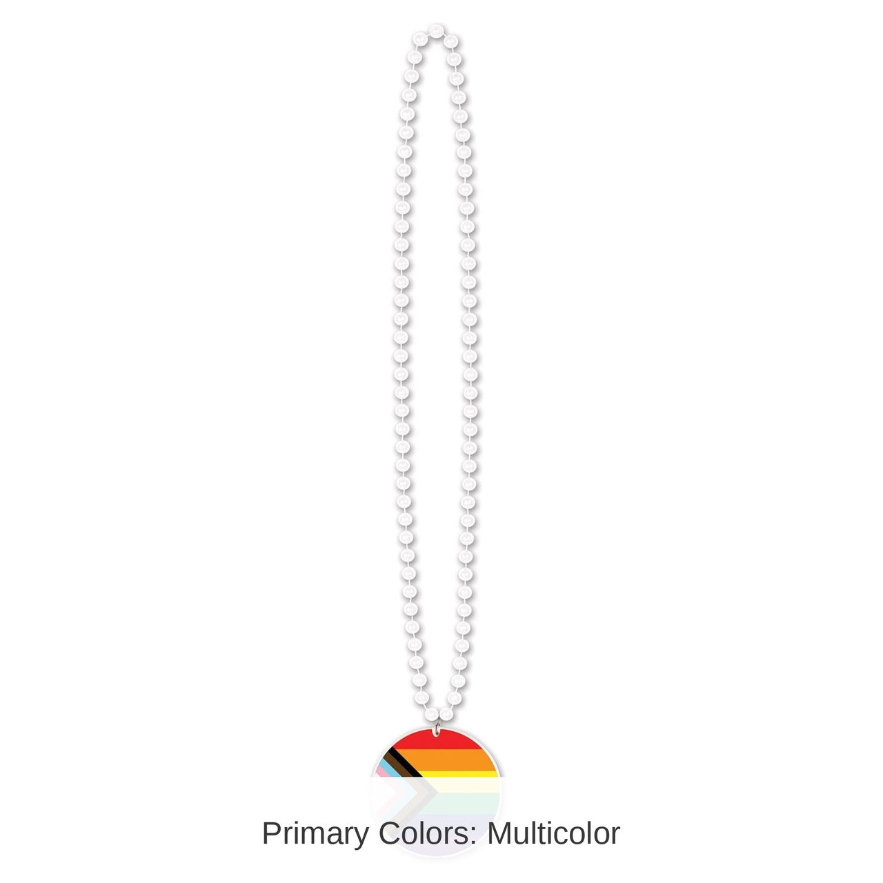 12 Pack Bulk Bead Necklace with Printed Pride Flag Medallion