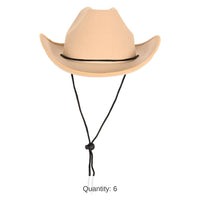 6 Pack Bulk Tan Felt Cowboy Hat