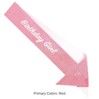 6 Pack Bulk Birthday Girl Glittered Sash