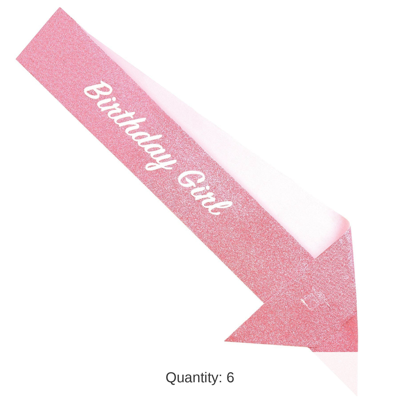 6 Pack Bulk Birthday Girl Glittered Sash
