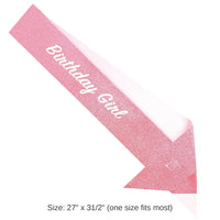 6 Pack Bulk Birthday Girl Glittered Sash