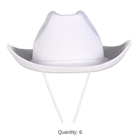 6 Pack Bulk White Felt Cowboy Hat