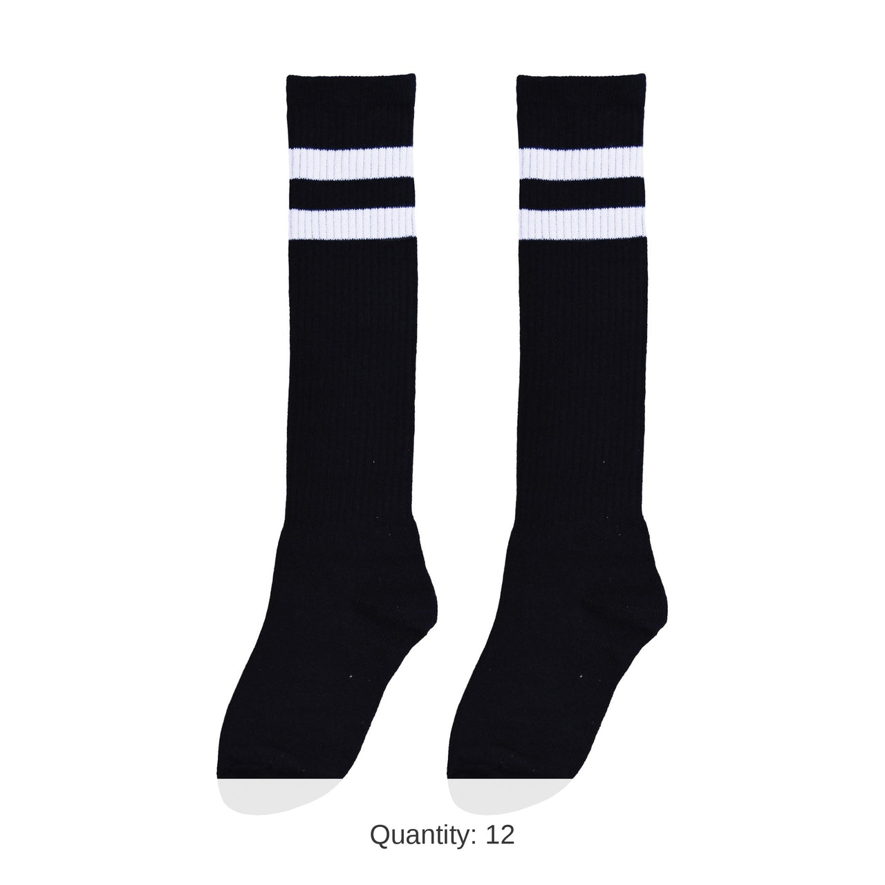 12 Pack Bulk Black Knee Socks One Size Fits Most for Spirit & Costumes