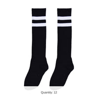 12 Pack Bulk Black Knee Socks One Size Fits Most for Spirit & Costumes