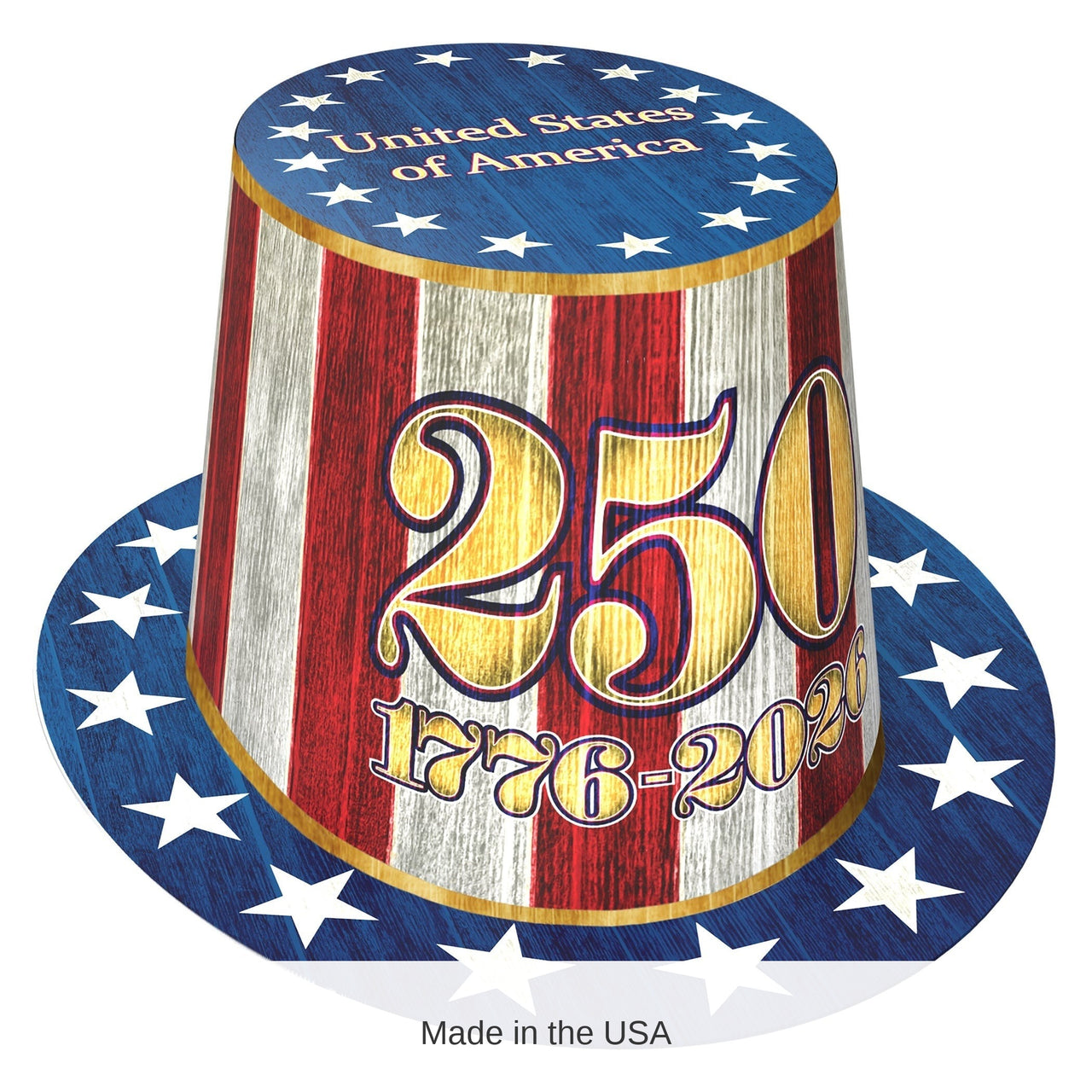 25 Pack Bulk Semiquincentennial Patriotic Paper Hi-Hats