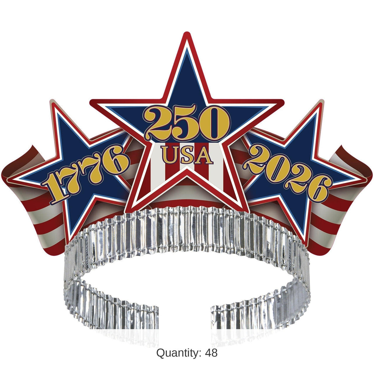 48 Pack Bulk Semiquincentennial Patriotic Tiaras