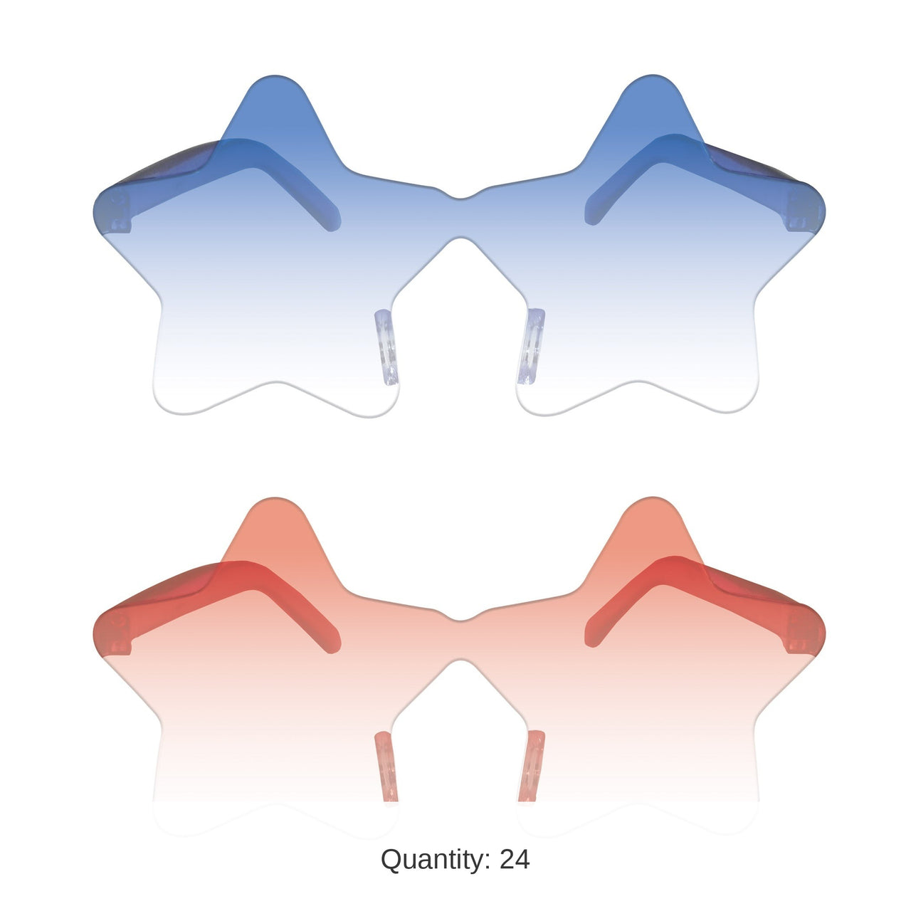 24 Pack Bulk Patriotic Star Glasses Blue & Red