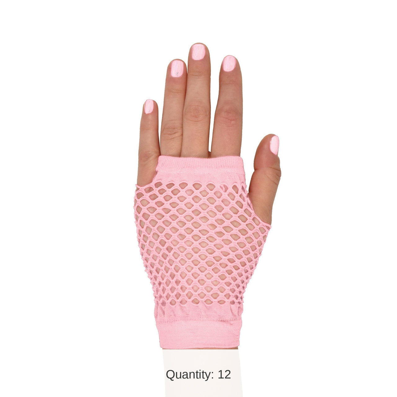 12 Pack Bulk Pink Fishnet Gloves One Size Fits Most