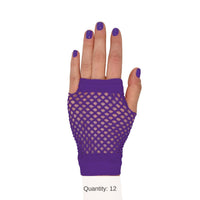 12 Pack Bulk Purple Fishnet Gloves One Size Fits Most