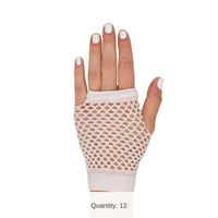 12 Pack Bulk White Fishnet Gloves One Size Fits Most