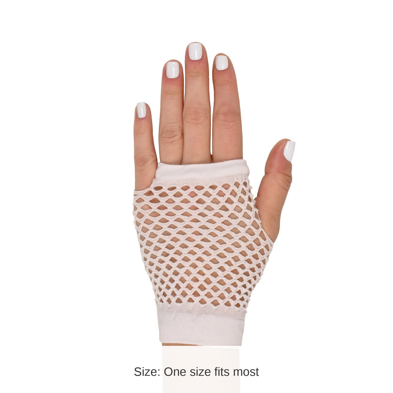 12 Pack Bulk White Fishnet Gloves One Size Fits Most