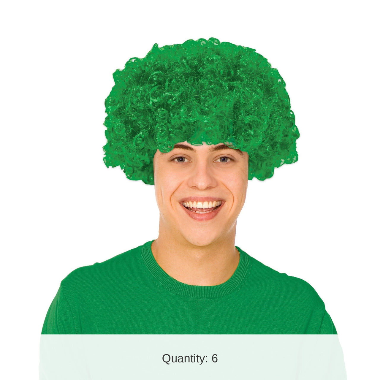 6 Pack Bulk Green Curly Wig Spirit, School & Halloween Fun