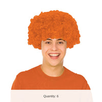 6 Pack Bulk Vibrant Orange Curly Wig Spirit & Halloween Fun!