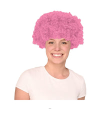 6 Pack Bulk Pink Curly Wig Spirit Colors & School Spirit Fun!